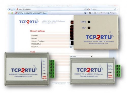 Papouch  TCP2RTU_RS485_1 konwerter Modbus RTU/ASCII do Modbus TCP konwerter RS232/422/485 do Ethernet