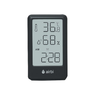 Airbi FRAME termohigrometr, z budzikiem, alarm, zegar, pamięć min max, kolor czarny