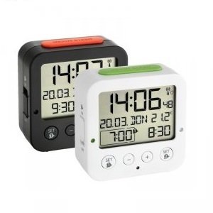 TFA 60.2528.54 BINGO budzik biurkowy zegarek elektroniczny z termometrem, srebrny