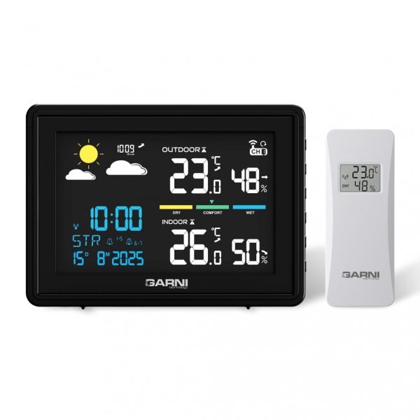 Garni 530 stacja pogody domowa bezprzewodowa z czujnikiem zewnętrznym, DCF