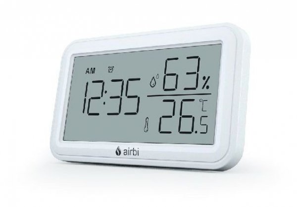 Termohigrometr z budzikiem, alarm, zegar, pamięć min max, kolor biały, Airbi LINE