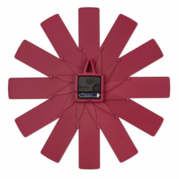 TFA 60.3020.05 zegar ścienny wskazówkowy nowoczesny w pudełku  średnica 40 cm, kolor czerwony
