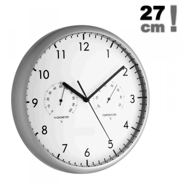 TFA 98.1072 zegar ścienny wskazówkowy z termometrem i higrometrem 27 cm