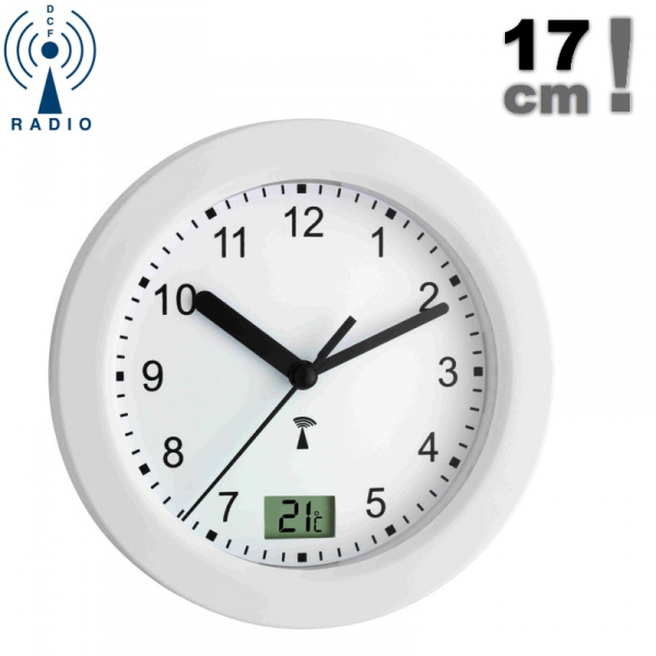 TFA 60.3501 zegar łazienkowy ścienny wskazówkowy sterowany radiowo z termometrem 17 cm
