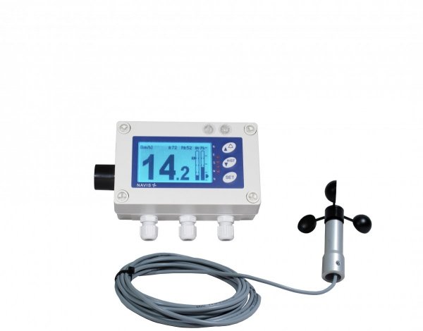 Wiatromierz sygnalizacyjny przewodowy Navis Y410L anemometr mechaniczny wyjście przekaźnikowe alarm dźwiękowy i wizualny wifi,  bluetooth, karta SD