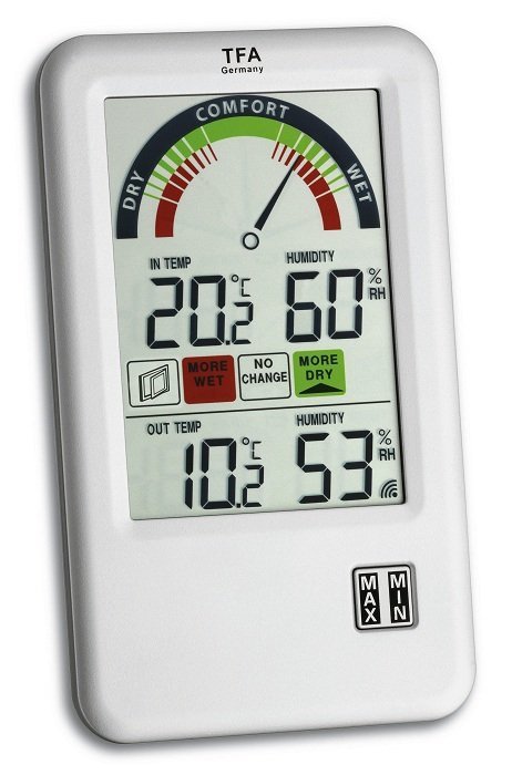 TFA 30.3045 BEL-AIR termohigrometr bezprzewodowy z czujnikiem zewnętrznym kontroler klimatu pomieszczeń