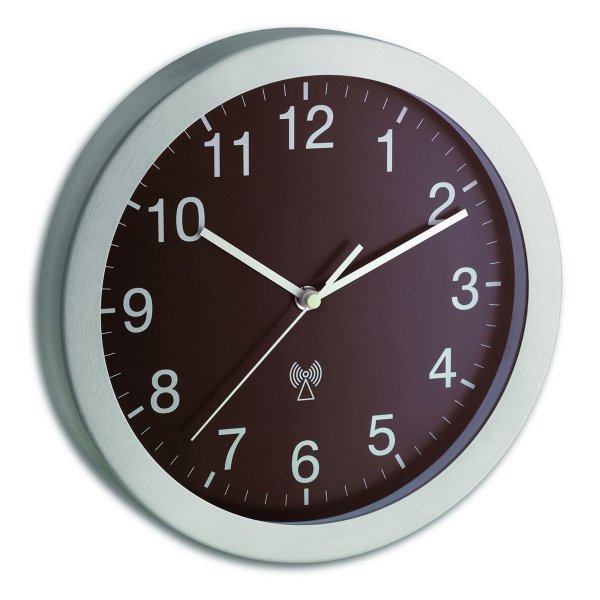 TFA 98.1091 zegar ścienny wskazówkowy sterowany radiowo aluminiowy 25 cm