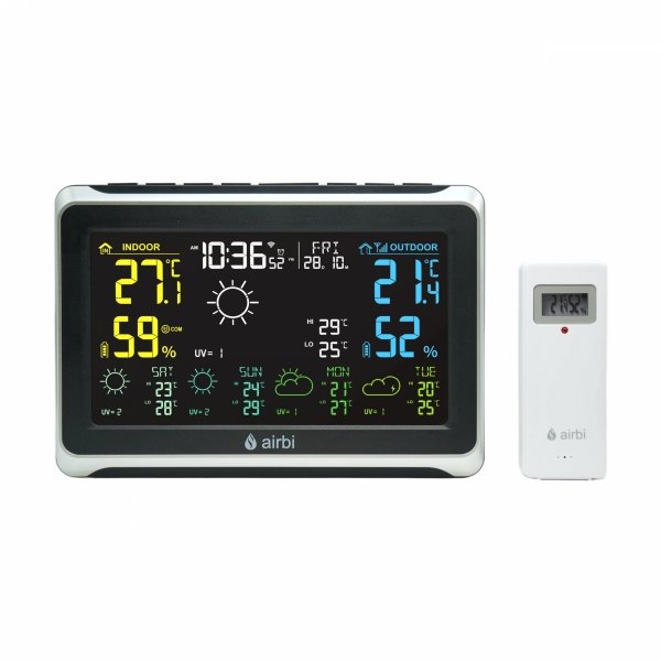 Airbi FORCAST stacja pogody bezprzewodowa WiFi czujnik zewnętrzny, temperatura wilgotność Tuya Smart
