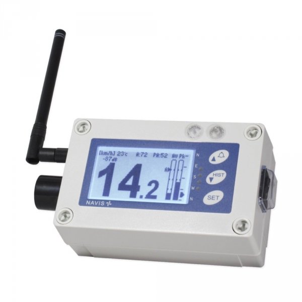 Wiatromierz sygnalizacyjny bezprzewodowy Navis W410XB/BAT anemometr alarmowy autonomiczny alarm dźwiękowy i wizualny bluetooth