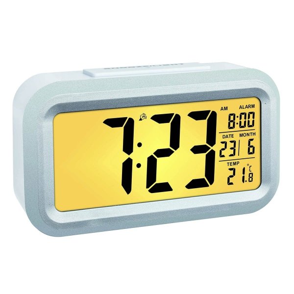 TFA 60.2553.02 budzik biurkowy zegar elektroniczny sterowany radiowo, biały