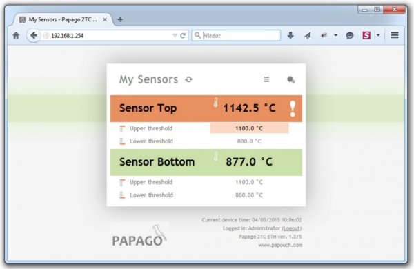 Papouch 2TC_WIFI PAPAGO moduł pomiarowy internetowy dwukanałowy zasilanie PoE Modbus TCP, WIFI, IP