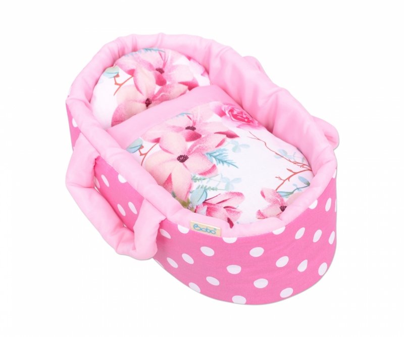 Nosidełko mini dla lalki do 26 cm RÓŻOWE KWIATY