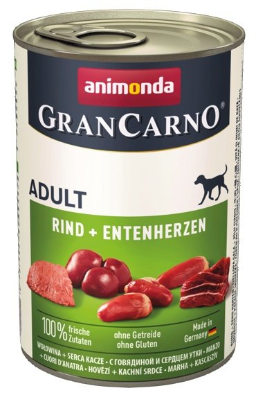 Animonda GranCarno Adult Rind Entenherzen Wołowina + Serca kacze 400g