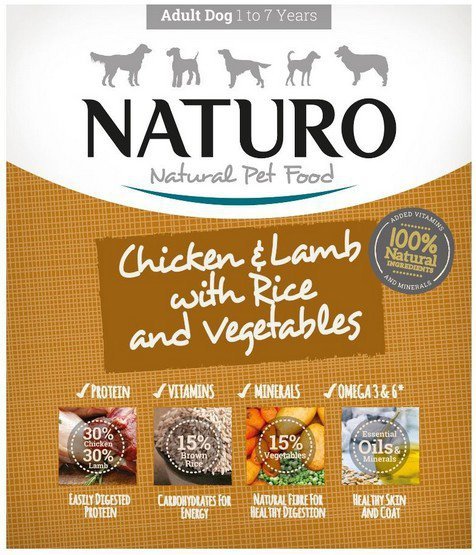 Naturo Adult Kurczak, jagnię z ryżem i warzywami 400g