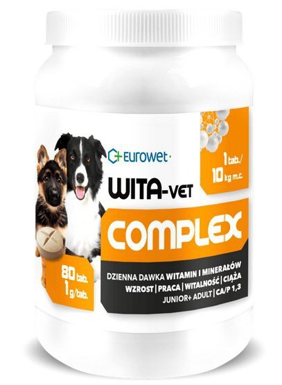 Eurowet Wita-Vet Junior+Adult dla psów do 25kg 1g 80 tabletek