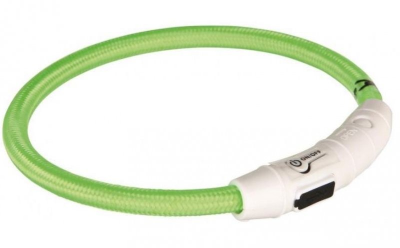 TRIXIE Opaska obroża świecąca USB M–L 45cm zielona TX-12701