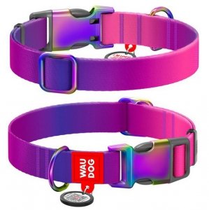 Collar WauDog Recycled Obroża nylonowa z QR-paszportem, gradient XL 25mm x 37-58cm fioletowy