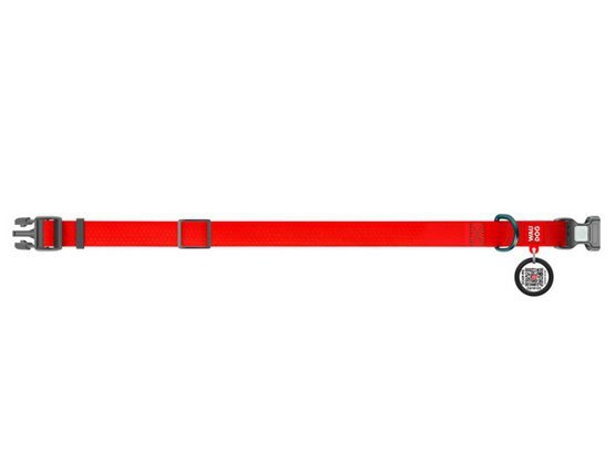 Collar Waterproof Obroża wodoodporna z QR-paszportem, plastikowy fastex, M 20mm/28-40cm czerwona