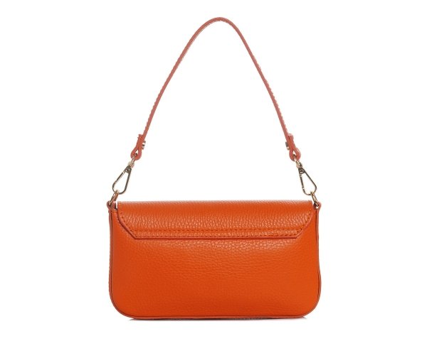 Damska skórzana kopertówka torebka wizytowa Solome L3 pomarańczowa tył