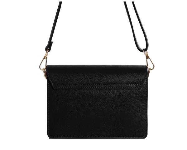 Czarna skórzana listonoszka torebka damska Solome Ulla na ramię tył