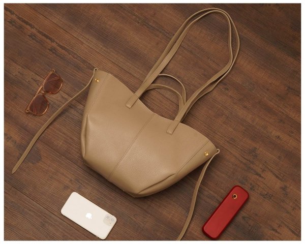 Włoska skórzana torba damska Shopperka Solome Monroe jasny beż plener