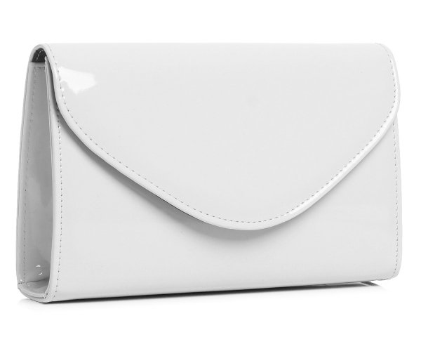Biała torebka wizytowa kopertówka Solome S2 lakier skos
