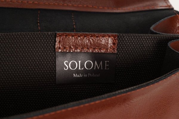 Skórzana męska torba na ramię Solome Lago 02 karmelowa detal