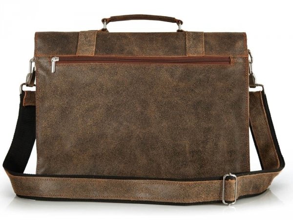 Skórzana męska torba na ramię Solome Lago 02 brązowa vintage tył