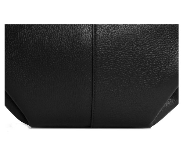 Włoska skórzana torba damska Shopperka Solome Monroe czarna detal