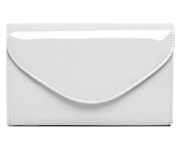 Biała torebka wizytowa kopertówka Solome S2 lakier przód
