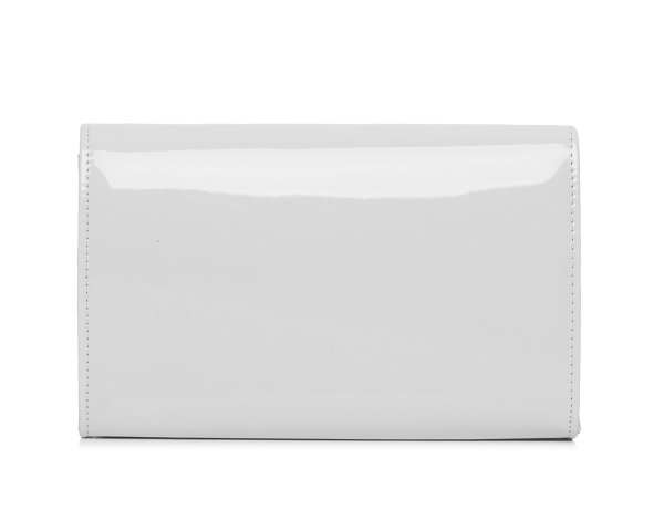 Biała torebka wizytowa kopertówka Solome S2 lakier tył