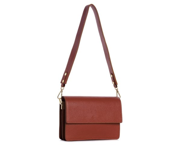 Karmelowa skórzana listonoszka torebka damska Solome Ulla na ramię na pasku