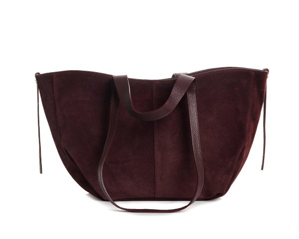 Skórzana torba damska włoska torebka miejska Solome Moza bordowa zamszowa przód