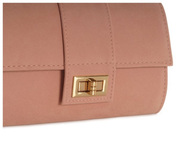 Torebka wizytowa kopertówka Solome M2 pudrowy róż dusty pink zamsz detal