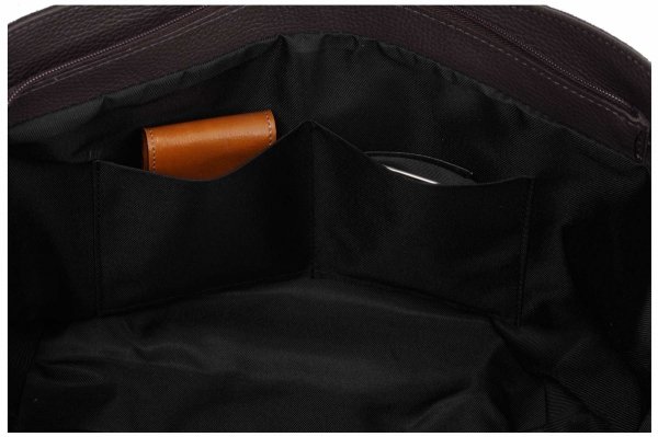 Skórzana torba damska włoska torebka miejska Solome Moza brązowa zamszowa kieszonki