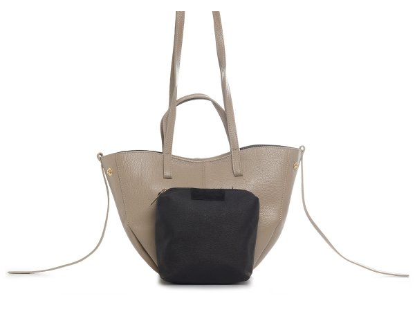 Włoska skórzana torba damska Shopperka Solome Monroe jasny beż kosmetyczka