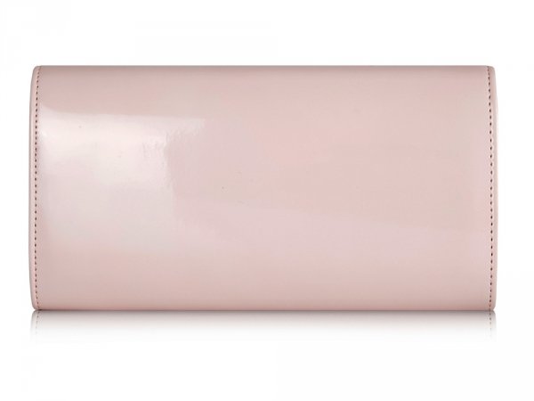 Kopertówka wizytowa torebka damska Solome L5 pudrowy róż lakier tył