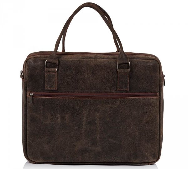Skórzana torba męska na laptop Solome Alston vintage brązowa tył