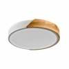 Okrągły Nowoczesny Plafon Sufitowy LED Biały + Drewno NASTRO PLF-13186-WH-WO ITALUX