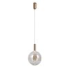 Złota lampa wisząca kula czarna przyciemniona bursztynowy szklana Strela Italux PND-34378-1L-HBR