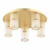 Plafon elegancki 45cm 5-płomienny mosiądz transparentne szkło ryflowane tubki glamour HAMPTON 2178 Argon
