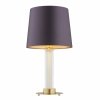Duża lampa stołowa lampka nocna transparentne ryflowane szkło śliwkowy abażur satyna mosiężny stelaż HAMPTON 8543 Argon