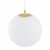 Prosta lampa wisząca minimalistyczna szklana kula ryflowana poziomo biała mosiądz okrągła podsufitka elegancka EVANS 8578 Argon