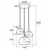 Designerska szklana lampa wisząca na okrągłej podsufitce potrójna czarne dodatki TRINI 1492 Argon