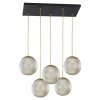 Duża lampa sufitowa wisząca glamour nad stół do jadalni 5 płomienna szklane kule prostokątna podsufitka PALOMA 2189 Argon