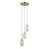 Złota kryształowa lampa wisząca do salonu nad stół glamour Alma Italux PND-40668-3-HBR