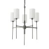 Lampa wisząca metalowa czarna 5-płomienna elegancka klasyczna minimalistyczna tkaninowy biały abażur DARLING ST-9501-5 BLACK Step Into Design