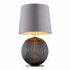 Lampa stołowa lampka nocna elegancka minimalistyczna ciemne szkło kula do salonu szary abażur satyna HAMILTON 8539 Argon