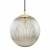 Lampa wisząca glamour wielka kula lister ryflowane szkło złota mosiądz na okrągłej podsuftce PALOMA 8519 Argon