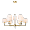 Salonowa Złota lampa wisząca żyrandol abażurowy SUTTON P09685BR-WH Glamour złota z białymi abażurami